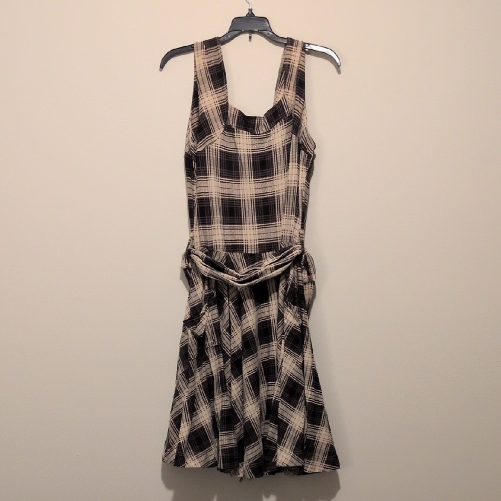 Womens Size 1X Effie's Heart Dolce Vita Plaid Sleeveless Dress - Black and Cream